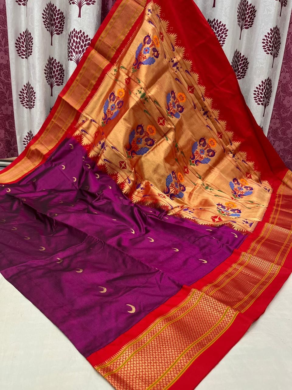 Pernel | Powerloom Kadiyal Paithani Silk Saree