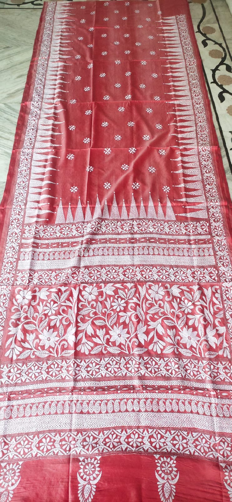 Handmade kantha on blended silk