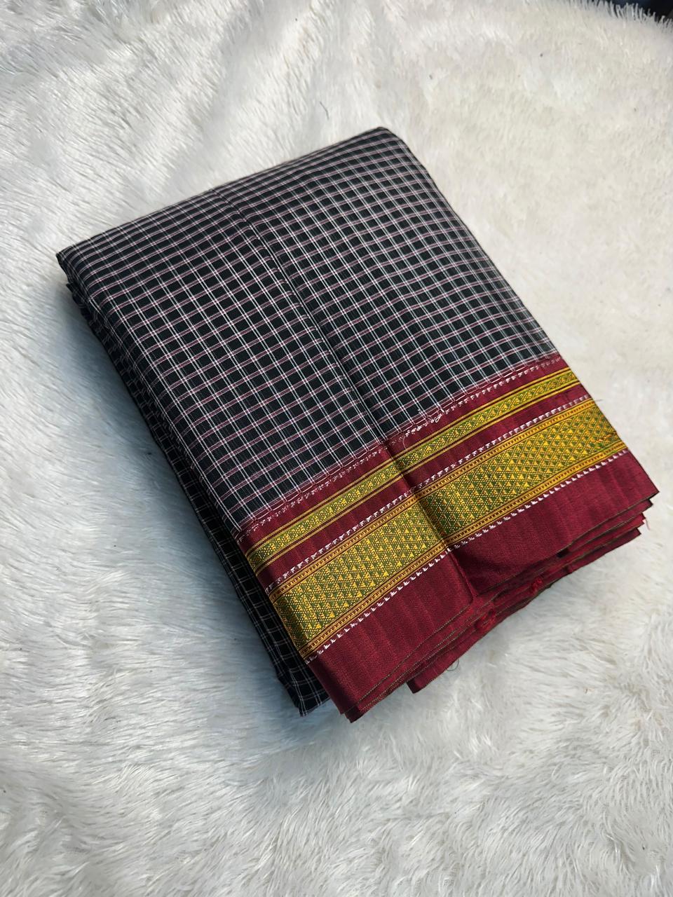 Special Boxchecks Ilkal Sare
Beautiful Colours
Trendy Ilkal Pure Silk Pallu &  Blouse Saree
Border Type : Chikki Paras Border
Fabric Body: Cottonsilk 
Palla: Pure Silk
Color: All Available
Blouse: Running- attached to the saree. 
Saree length: 6.20m