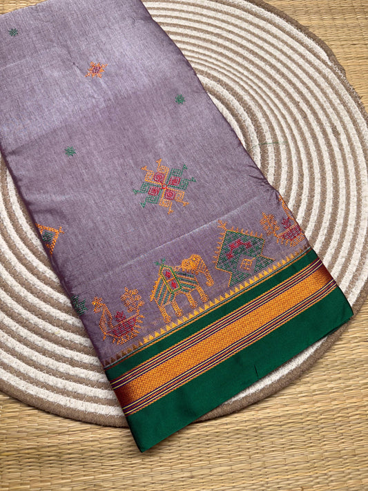 Chandsumita |  Kasuti Work Saree in Mercerised Cotton