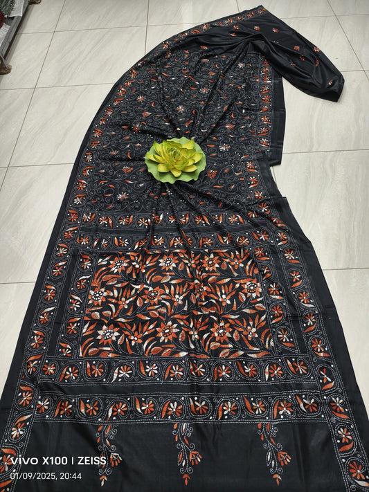 Toveetha-blendedsilk-kantha |  Blended silk with Kantha Embroidery