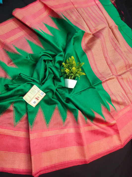 Simthika | Raw Silk Temple Border Saree