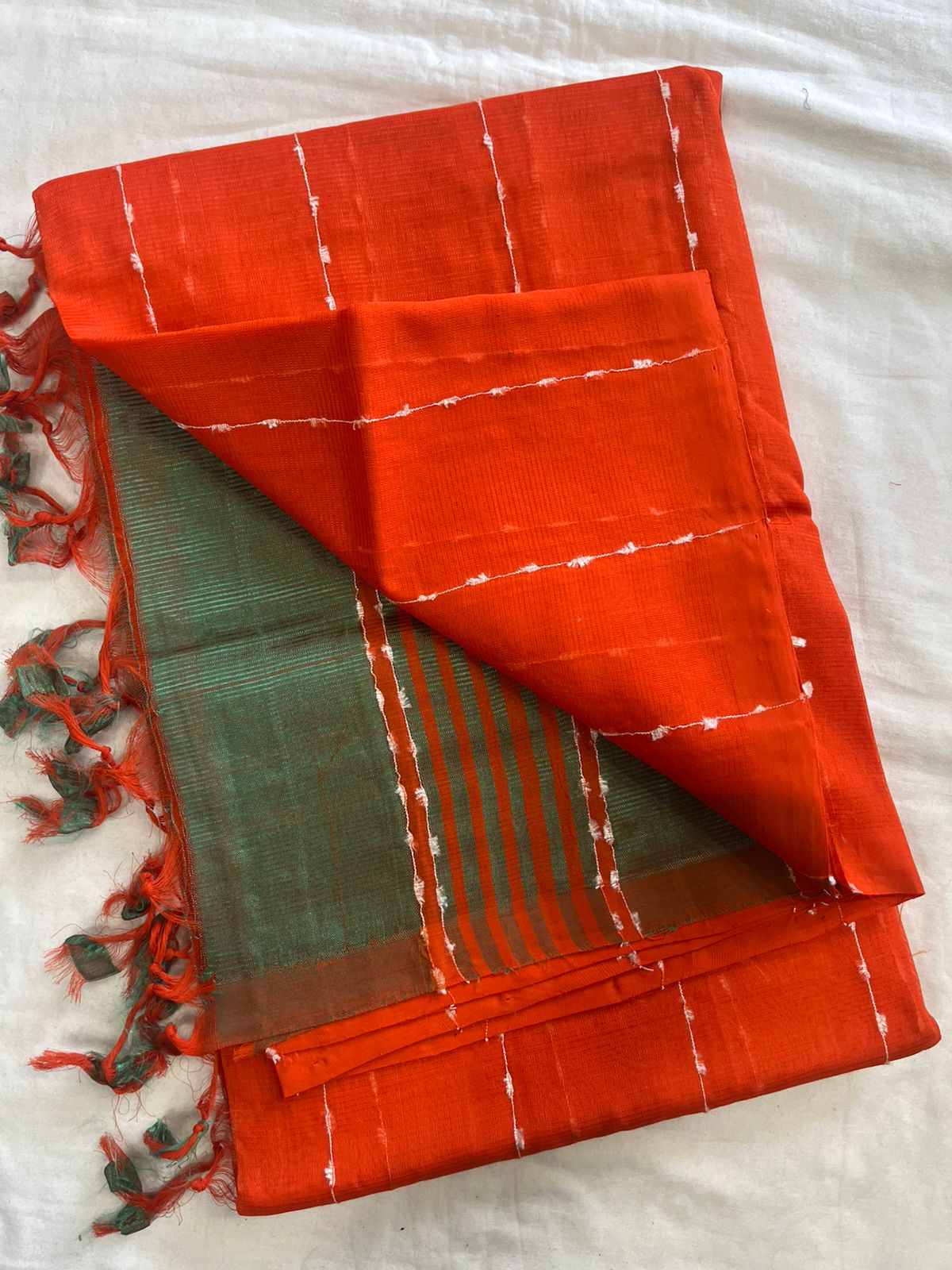 **Material **:- Mangalagiri handloom pattu by cotton 

**Model **:- all-over zari lines model sarees 

Contrast zari lines pallu & blouse