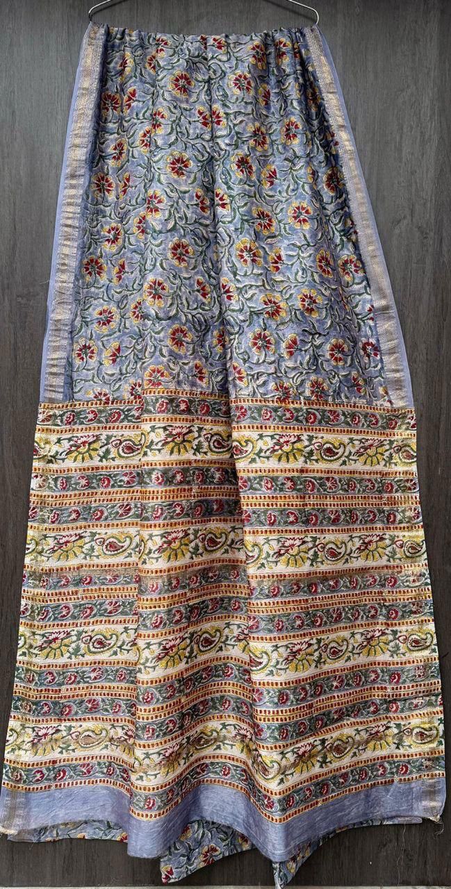 Brunda | Block printed with Maheshwari border