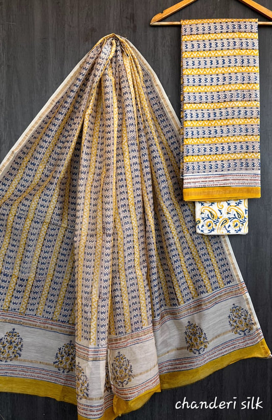 Seal | hand block printed chanderi sarees