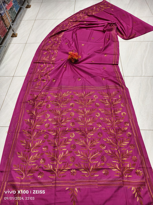 Saraf | Hand Made Kantha Embroidery on Semi Silk