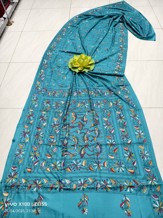 Tushti-blendedsilk-kantha |  Blended silk with Kantha Embroidery