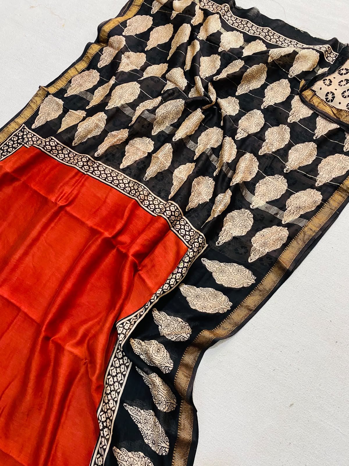 Let’s Wear #ethicallymade✅
🍁Beautifully Crafted Maheshwari Silk Saree  collection🍁
 Specially Designed in Bagru  jahota rapid dabu hand block print
100% Natural Dye
Fabric : Maheshwari Silk 
Length : 5.5 Meters
Blouse Piece : 0.90 Meter
