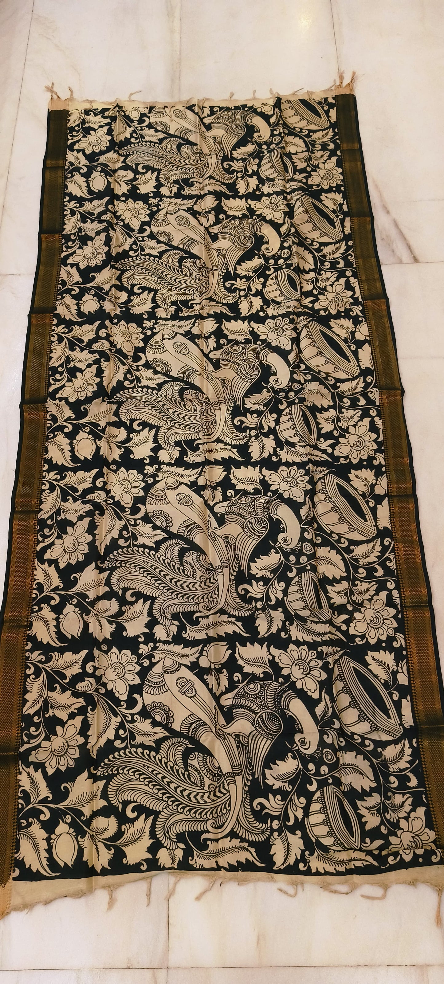 Kaamita | Kalamkari dupatta on mangalagiri silk