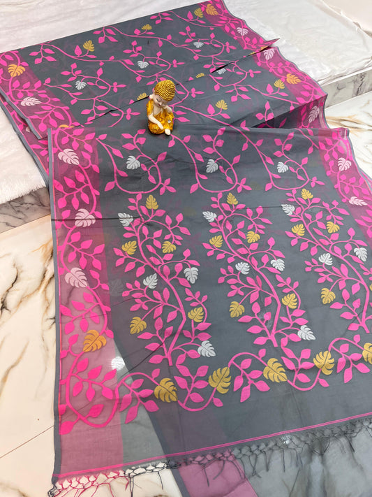 Jobi | Cotton Dhankai Jamdani Saree