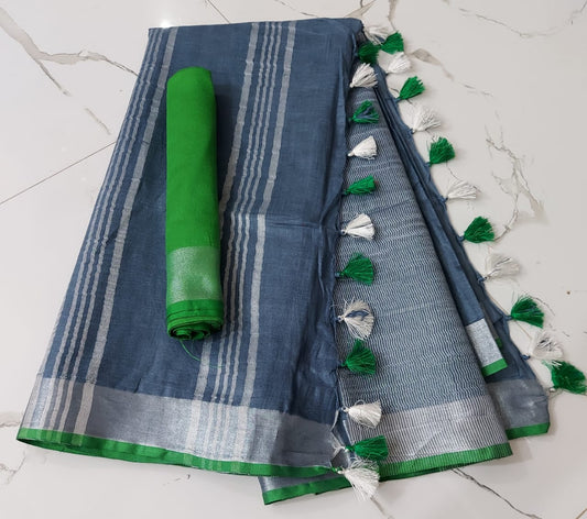 Plain cotton linen sarees