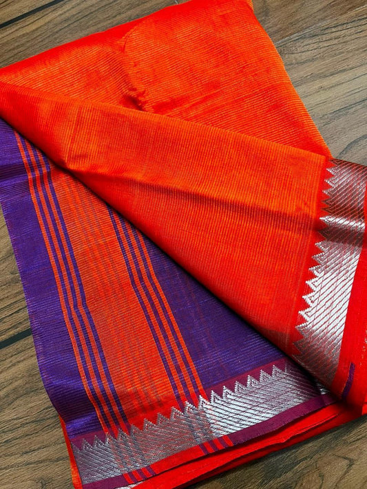 MANGALAGIRI pattu sarees
 with nizam border sarees.

Contrast blouse and pallu.