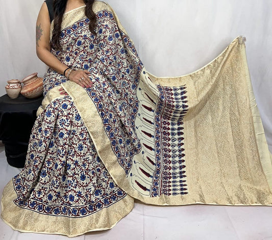 Douravi | Ajrakh Saree on Dola Silk