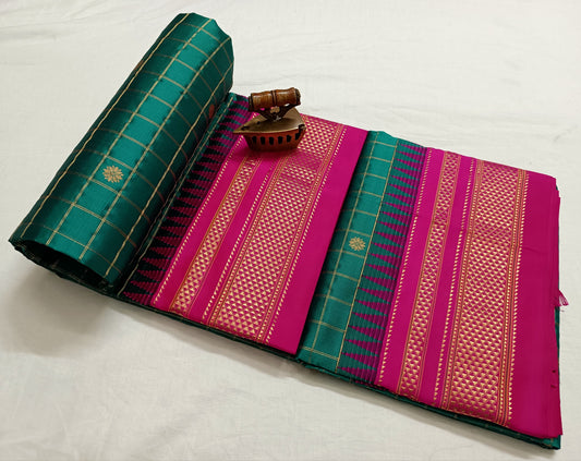 Ansiba-ilkal-pure-silk-saree Checked Ilkal Pure Silk Saree