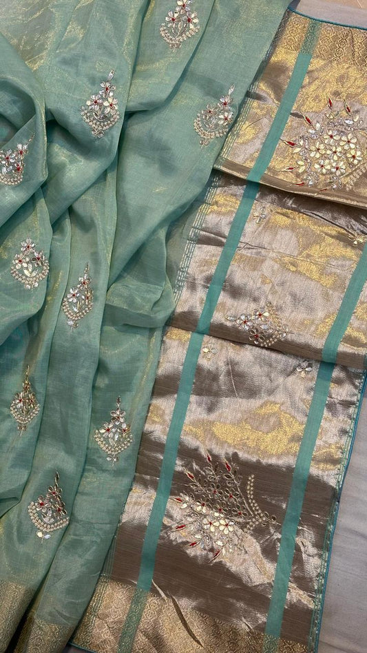 Aara | gota patti work on tissue saree