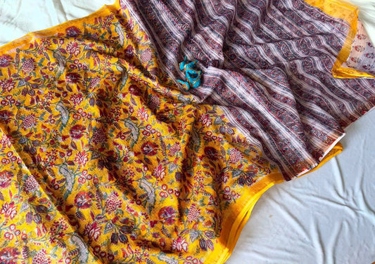 Summer special collection
Vanaspati ajark print

🥻🥻🥻🥻🥻🥻
 Kota saree new collection of Bagru print 
New collection Saree Kota Doriya .
Hand made 
Block print , Dabu print , Bagru print , vaspati print, ajark prijt
Saree length 5.5 mtr
Blouse.  80cm
Hand block printed