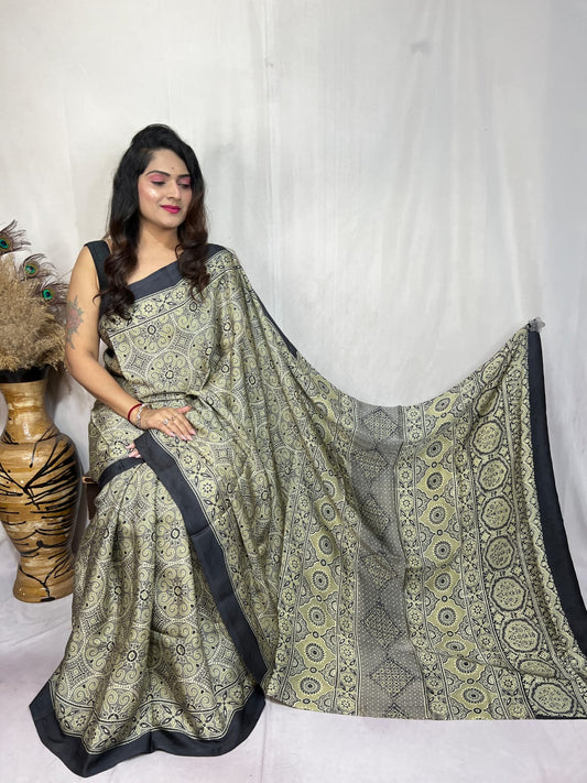 Anju | Ajrakh Prints on modal Silk