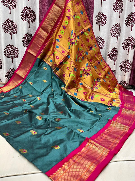 Bhaoti | Powerloom Kadiyal Paithani Silk Saree