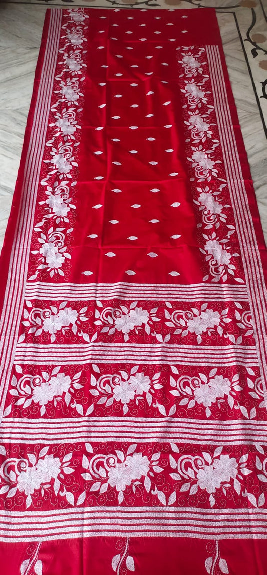 Handmade kantha on blended silk