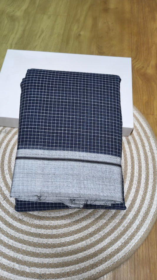 Handwoven patteda anchu saree in pure cotton