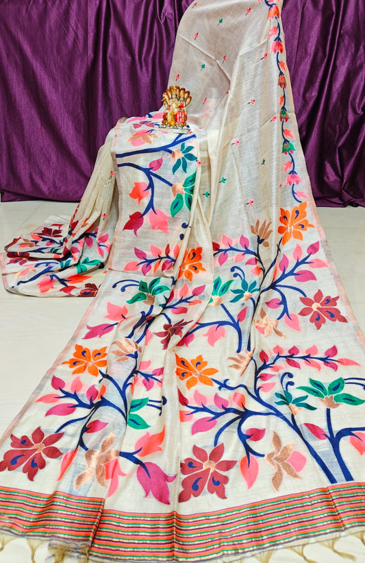 Tiya | Pure tussar jamdani saree