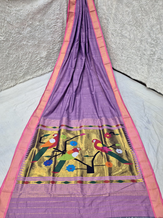 *Yeola cotton paithani*
Pure cotton 
Handloom saree
Patta border 
Running blouse 
Shoulder butta 