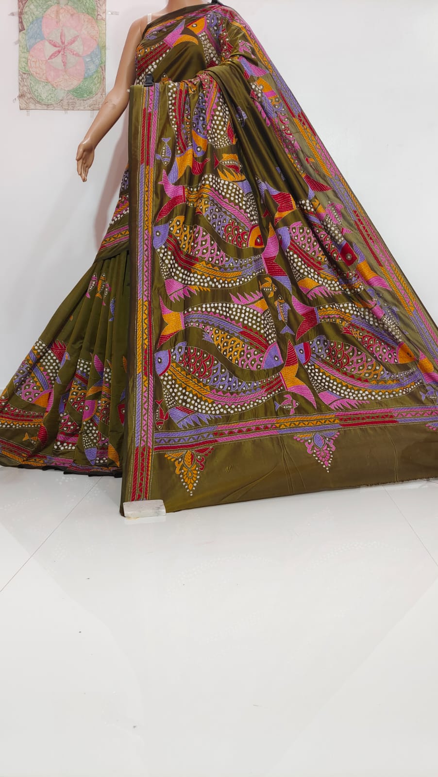 Divyanka | Hand Made Kantha Embroidery on Semi Silk