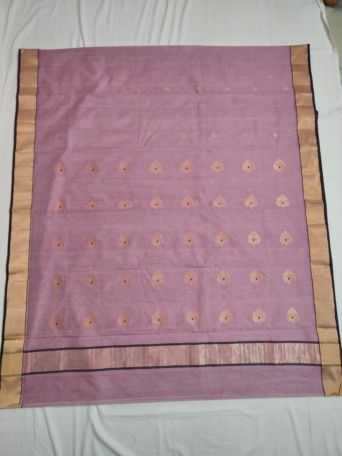 Silk y cotton 
Chanderi
 saree 
