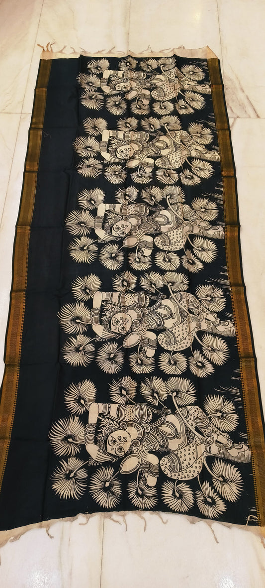 Kaarunya | Kalamkari dupatta on mangalagiri silk