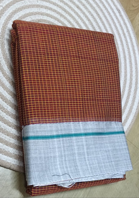 Handwoven patteda anchu saree in pure cotton