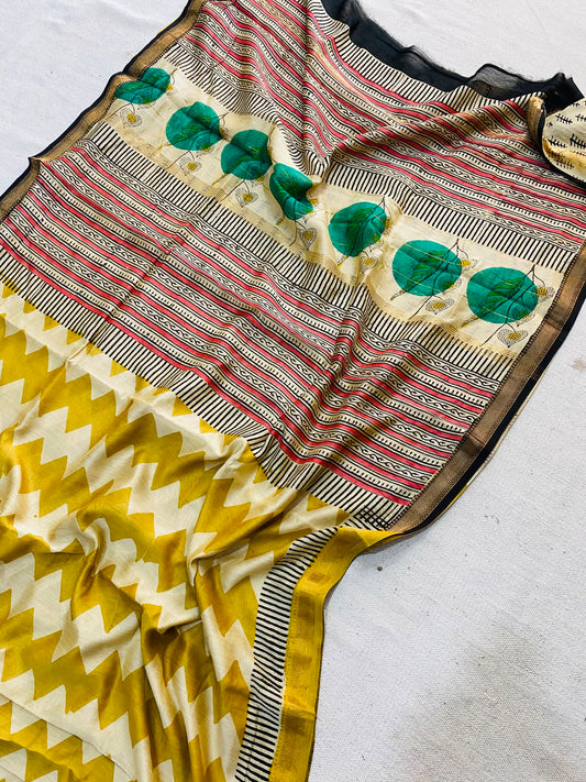 Let’s Wear #ethicallymade✅
🍁Beautifully Crafted Maheshwari Silk Saree  collection🍁
 Specially Designed in Bagru  jahota rapid dabu hand block print
100% Natural Dye
Fabric : Maheshwari Silk 
Length : 5.5 Meters
Blouse Piece : 0.90 Meter
