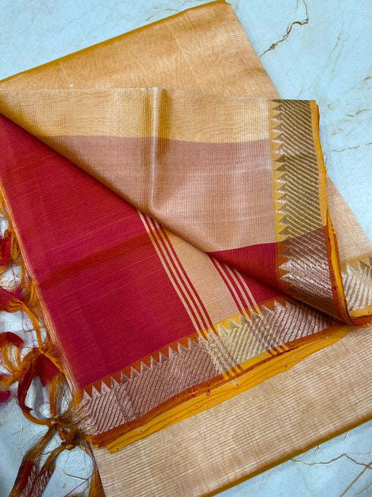 MANGALAGIRI pattu sarees
 with nizam border sarees.

Contrast blouse and pallu.