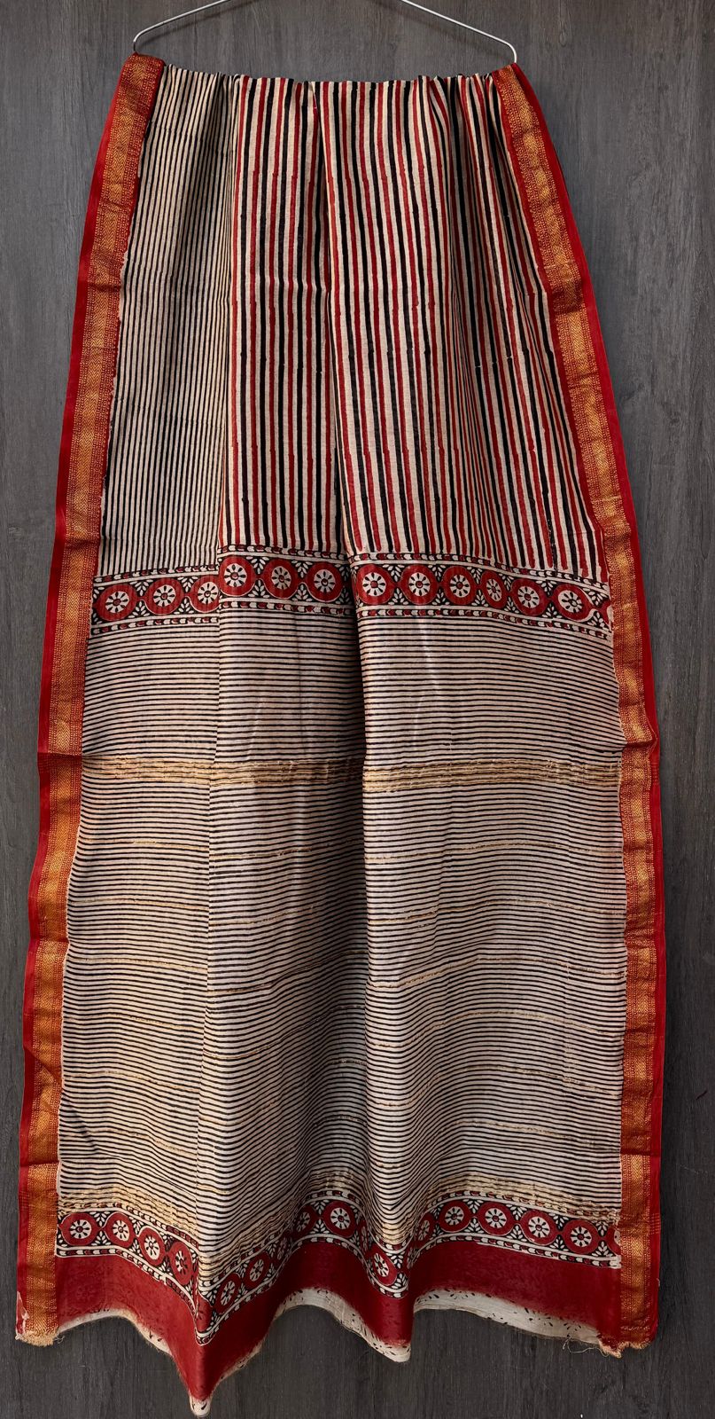 Poonacha | Block printed Maheshwari Silk Saree