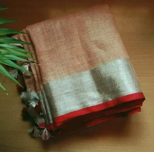 Plain cotton linen sarees