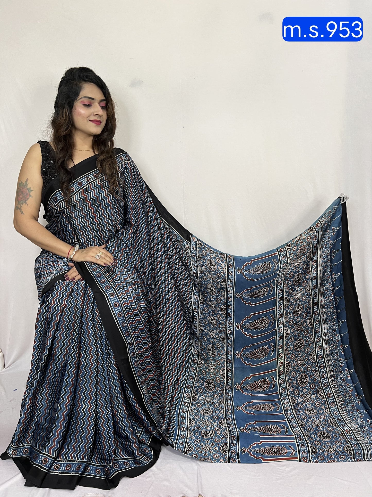 Anaika | Ajrakh Prints on modal Silk