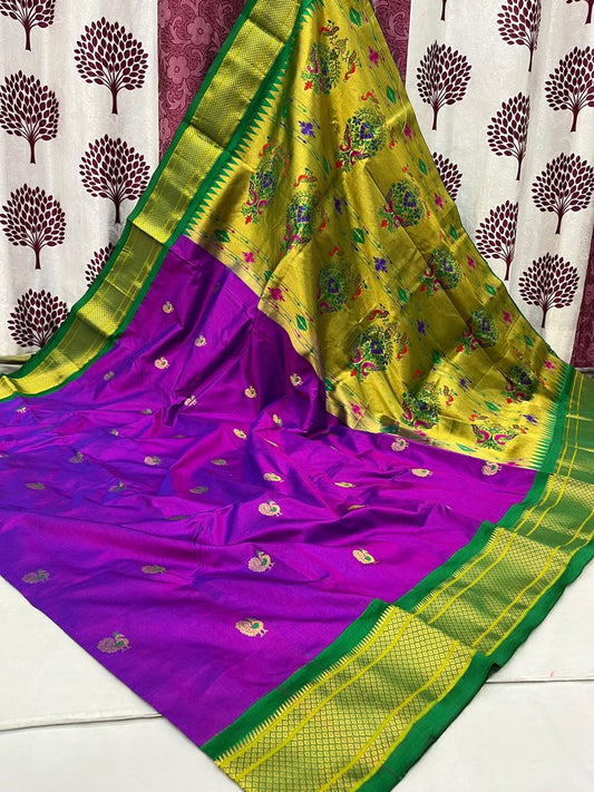 Bhasree | Powerloom Kadiyal Paithani Silk Saree