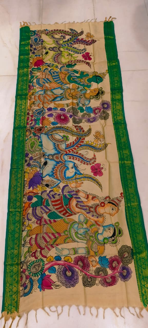 Kanishka | Kalamkari Dupatta in Bangalore silk