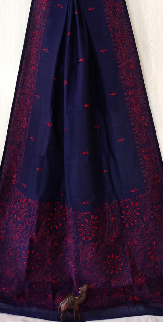 Very Exclusive Hand kantha stitch work on Premium Quality pure cotton saree

Without blouse piece 

Very demanding saree❤️
Book your order soon
