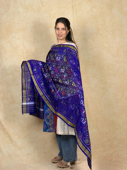 Ikshavaku | SINGLE IKAT PATOLA SILK DUPPATA