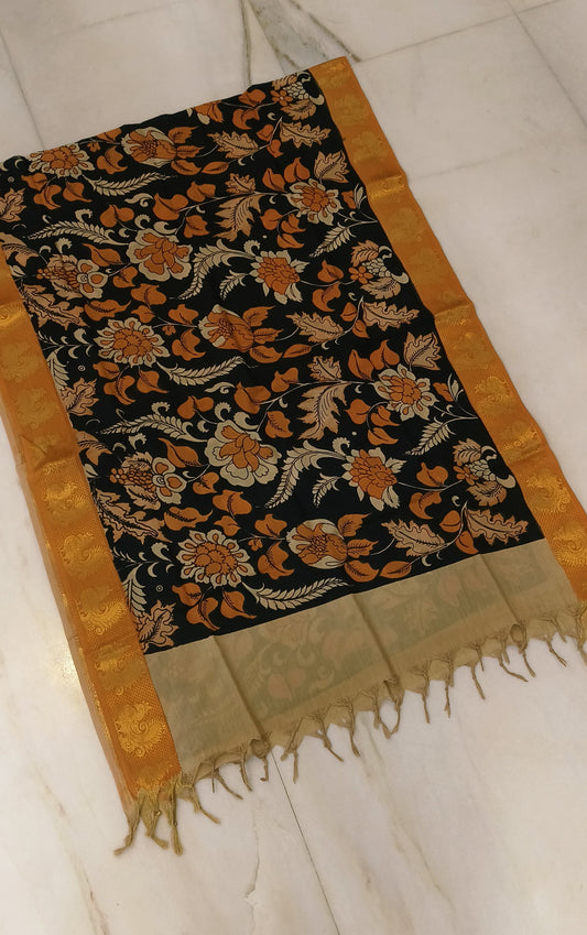 Nalala | mangalgiri cotton dupatta with kalamkari work