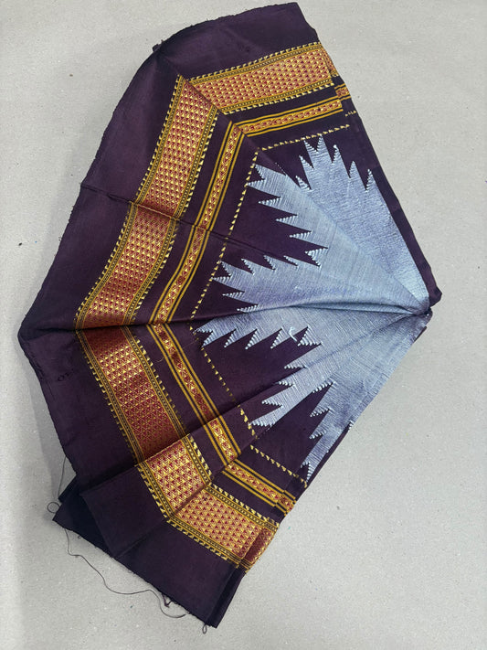 100%silk saree chikki paras Temple silk saree silk pallu contrast saree 6.2m