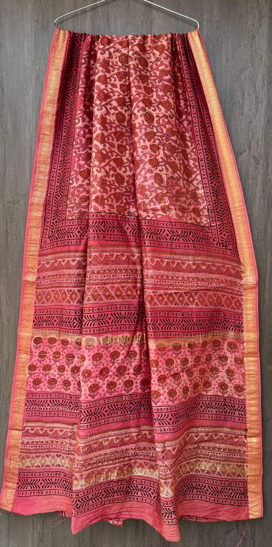 Deol | Block printed Maheshwari Silk Saree