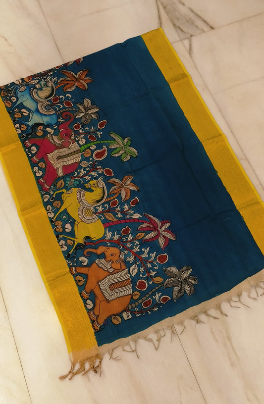 Naja | mangalgiri cotton dupatta with kalamkari work