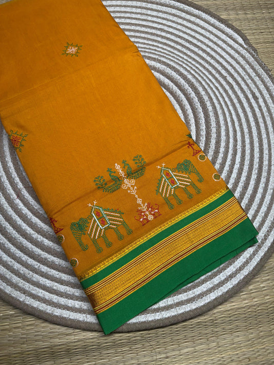 Chandvitha |  Kasuti Work Saree in Mercerised Cotton