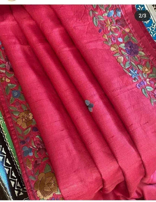 Ashvaani | Parsi Embroidery work on Tussar Silk