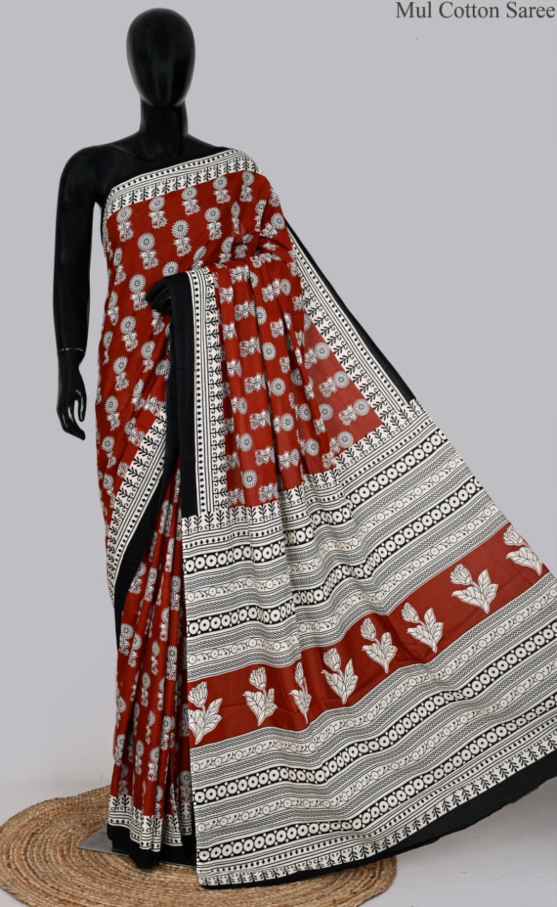 premium Traditional Mulmul CottonBeautiful Pure Soft Mulmul Cotton Sarees available*
Size: 6.30 mtr with blouse 