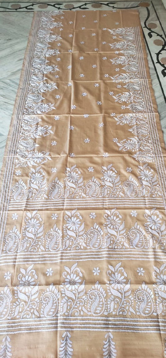 Handmade kantha on blended silk