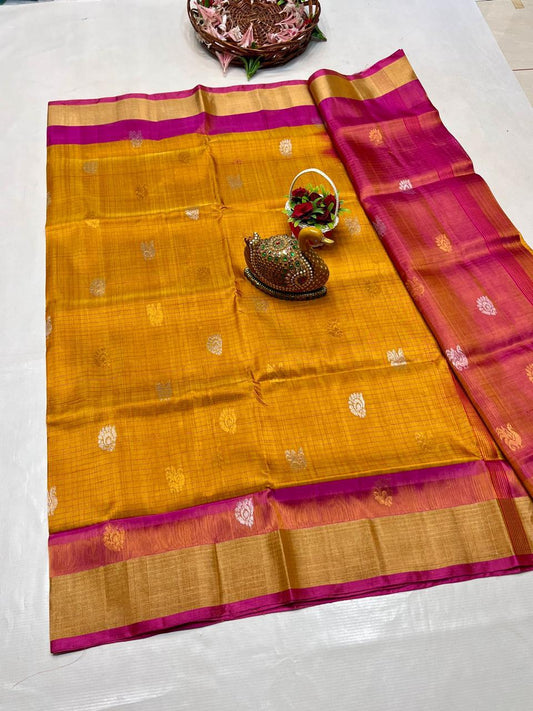🥻UPPADA PATTU NEW 
  CHEKS BUTA
  SAREES 👌👌          