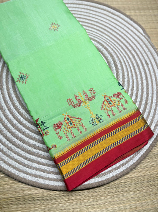 Chandsupra |  Kasuti Work Saree in Mercerised Cotton