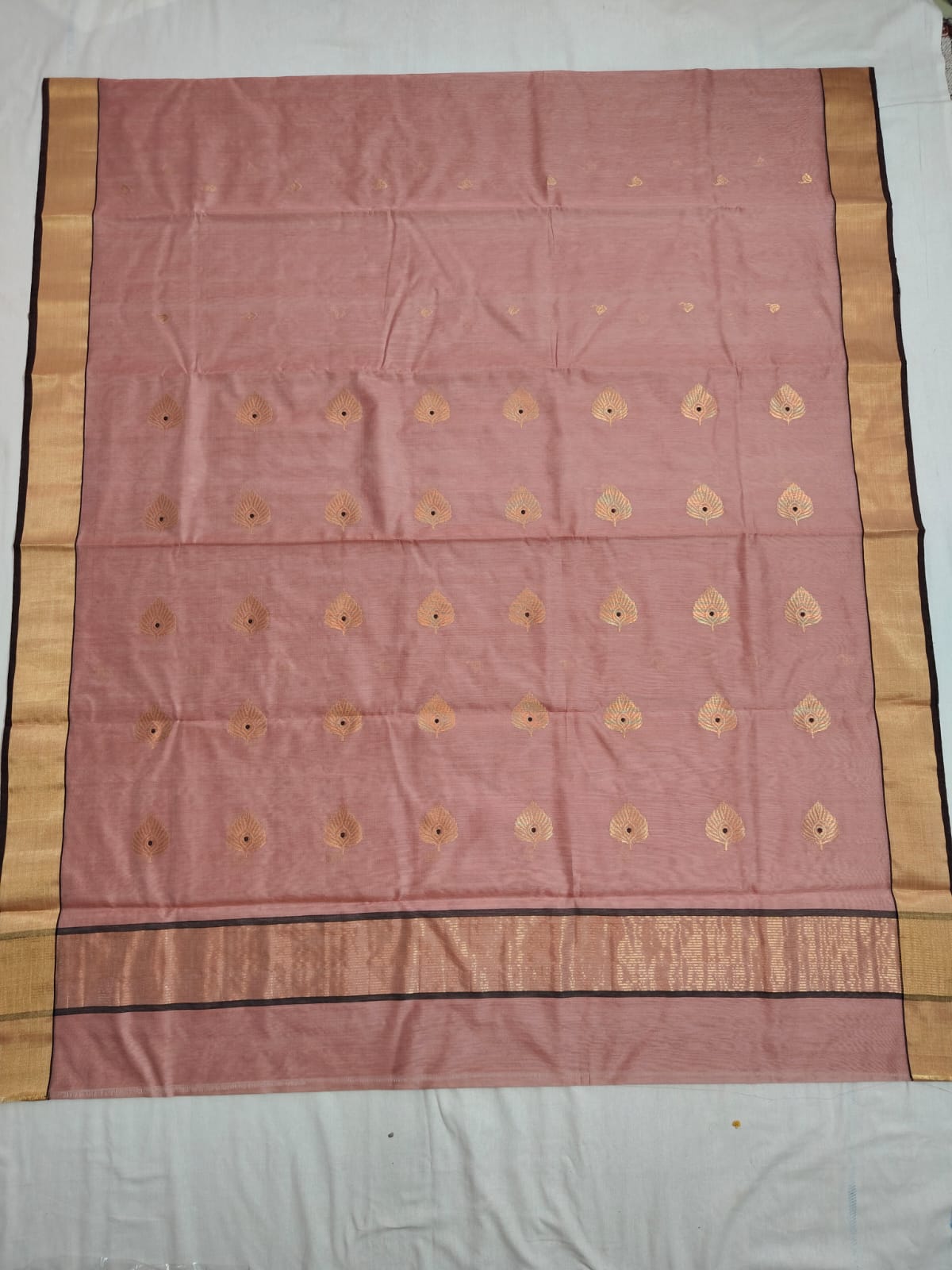 Silk y cotton 
Chanderi
 saree 
